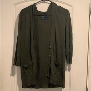dark green hooded cardigan